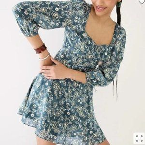 J. Crew Vintage Vines Green Sweetheart Floral Mini Dress